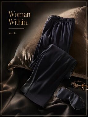 Woman Within Navy Wide-Leg Lounge Pants